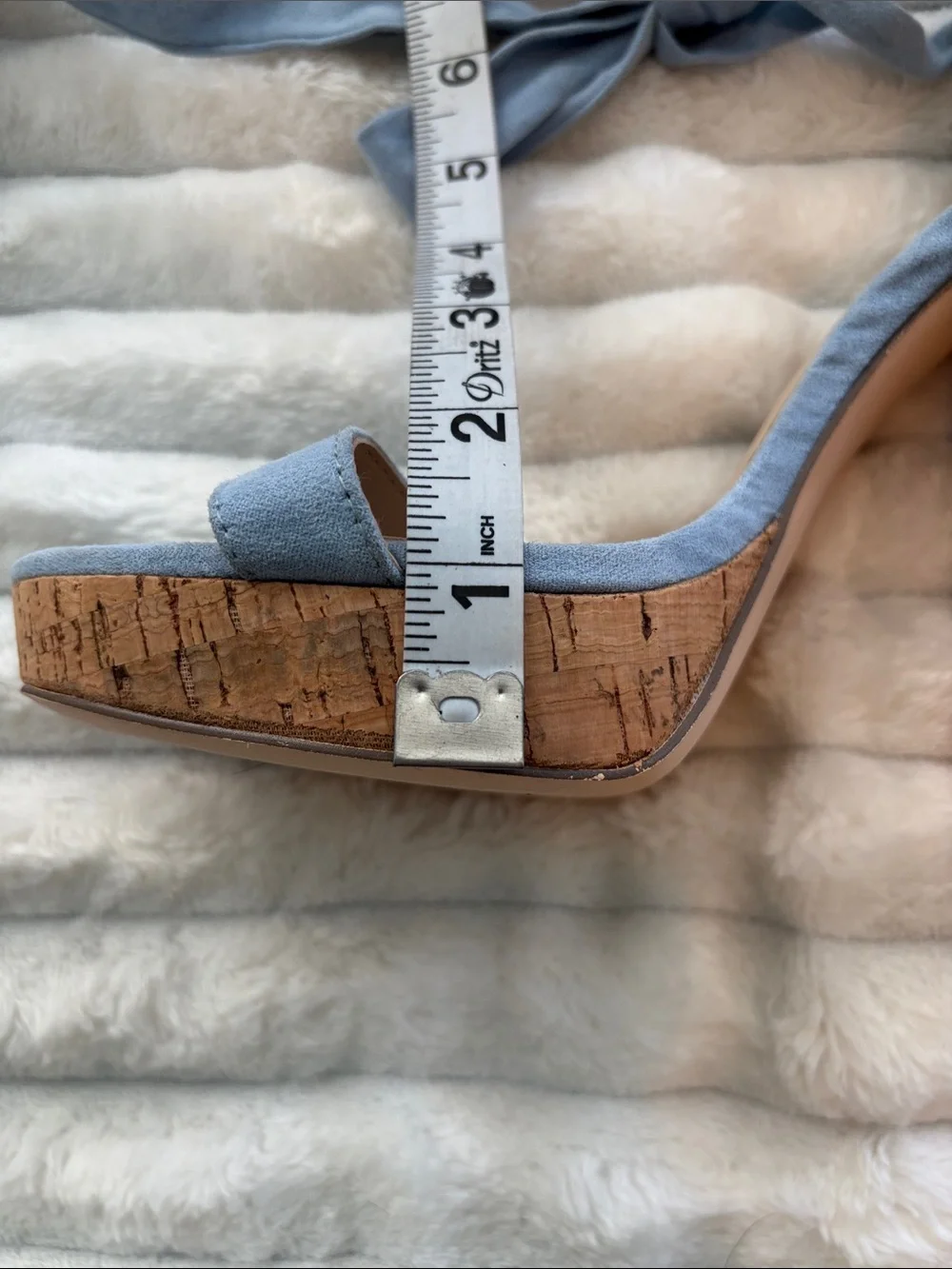 Light Blue Lace-Up Platform Cork Heeled Sandals | Y2K Fairycore Summer Shoes 6.5